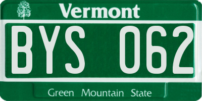 VT license plate BYS062