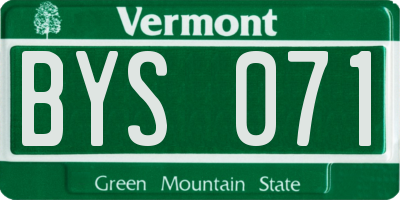 VT license plate BYS071