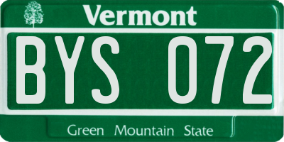 VT license plate BYS072