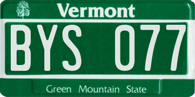 VT license plate BYS077