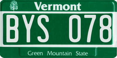 VT license plate BYS078