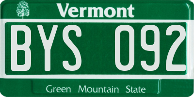 VT license plate BYS092