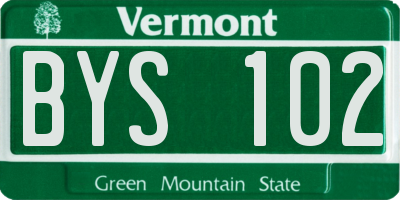 VT license plate BYS102