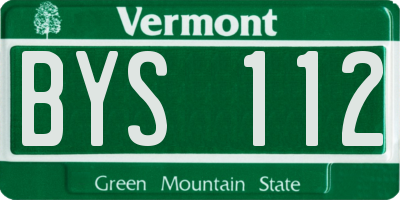 VT license plate BYS112