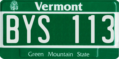 VT license plate BYS113