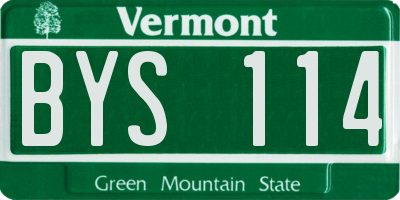 VT license plate BYS114