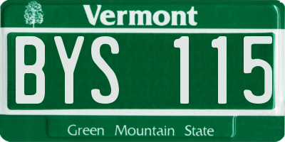 VT license plate BYS115