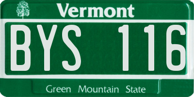 VT license plate BYS116