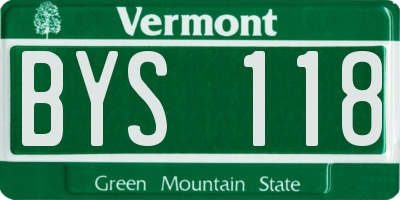 VT license plate BYS118