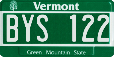 VT license plate BYS122