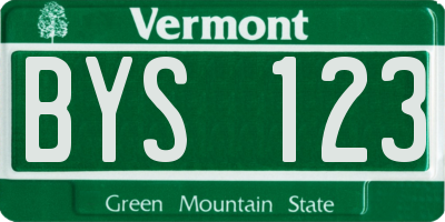 VT license plate BYS123