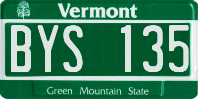 VT license plate BYS135