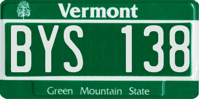 VT license plate BYS138