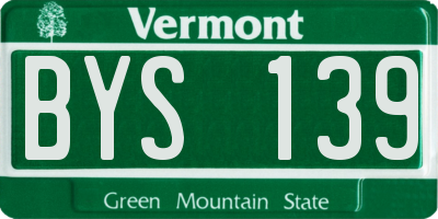 VT license plate BYS139