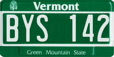 VT license plate BYS142