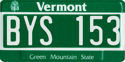 VT license plate BYS153