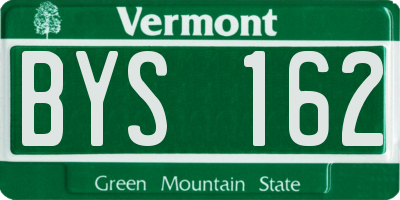 VT license plate BYS162