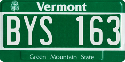 VT license plate BYS163