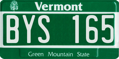 VT license plate BYS165