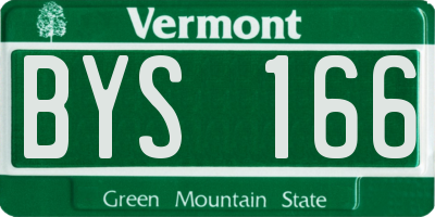 VT license plate BYS166
