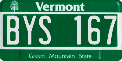 VT license plate BYS167