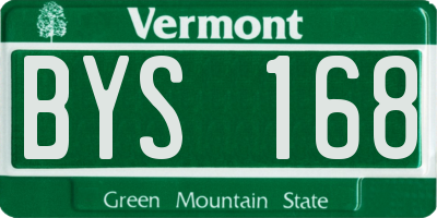 VT license plate BYS168