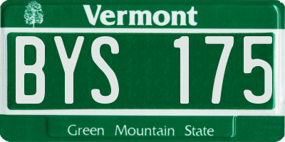 VT license plate BYS175