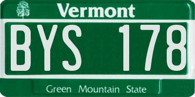 VT license plate BYS178