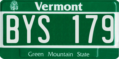 VT license plate BYS179