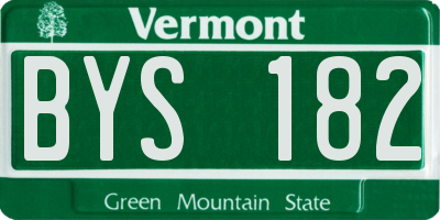 VT license plate BYS182