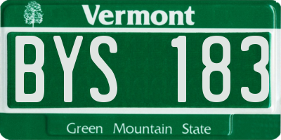 VT license plate BYS183