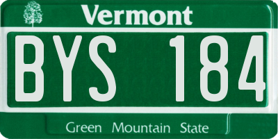 VT license plate BYS184