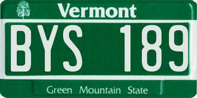 VT license plate BYS189