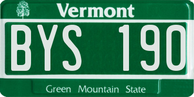 VT license plate BYS190