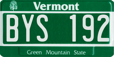VT license plate BYS192