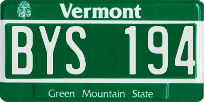 VT license plate BYS194