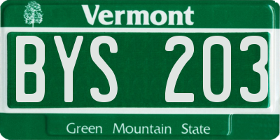 VT license plate BYS203