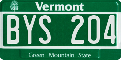 VT license plate BYS204