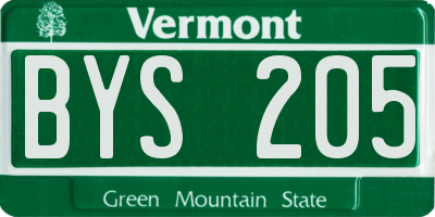 VT license plate BYS205