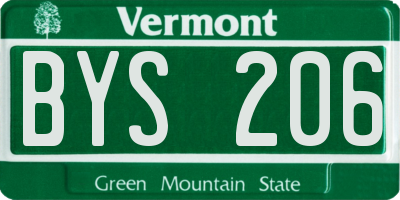 VT license plate BYS206