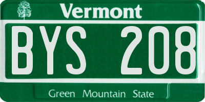 VT license plate BYS208