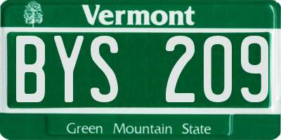 VT license plate BYS209