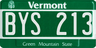 VT license plate BYS213