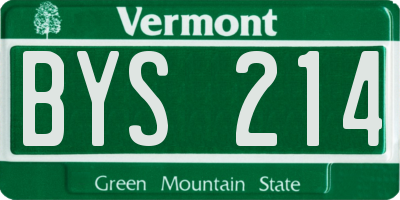 VT license plate BYS214