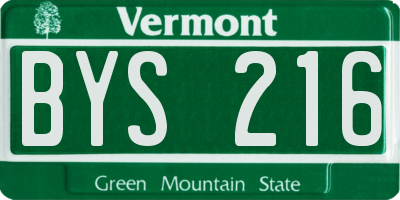 VT license plate BYS216