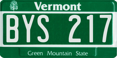 VT license plate BYS217