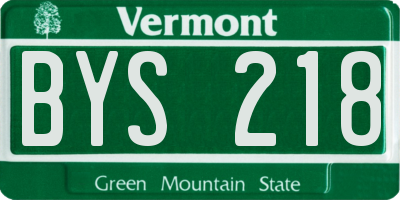 VT license plate BYS218