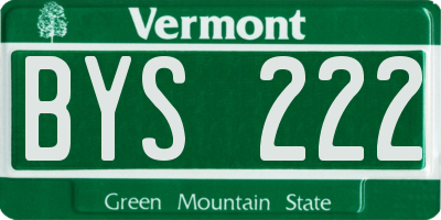 VT license plate BYS222