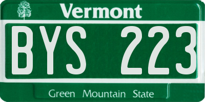 VT license plate BYS223
