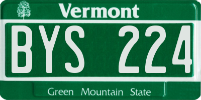 VT license plate BYS224